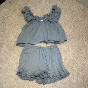 Shabby Chic Blue Eyelet Pajama Set